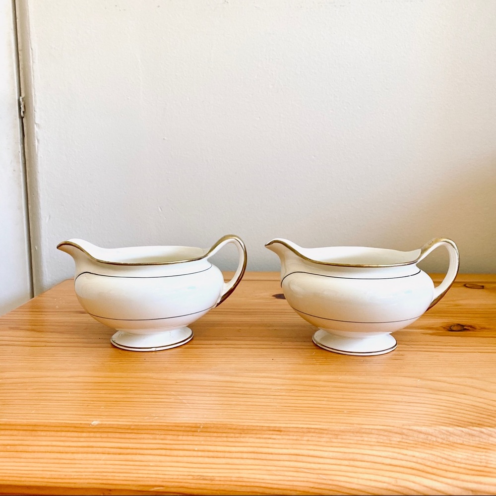 Antique 1940s 40s Creamer Set Eggshell Nautilus Cup Set Pair - Picture 4 of 8